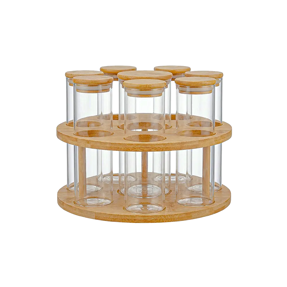 Rotating Set of 6 Glass Storage Spices Jar