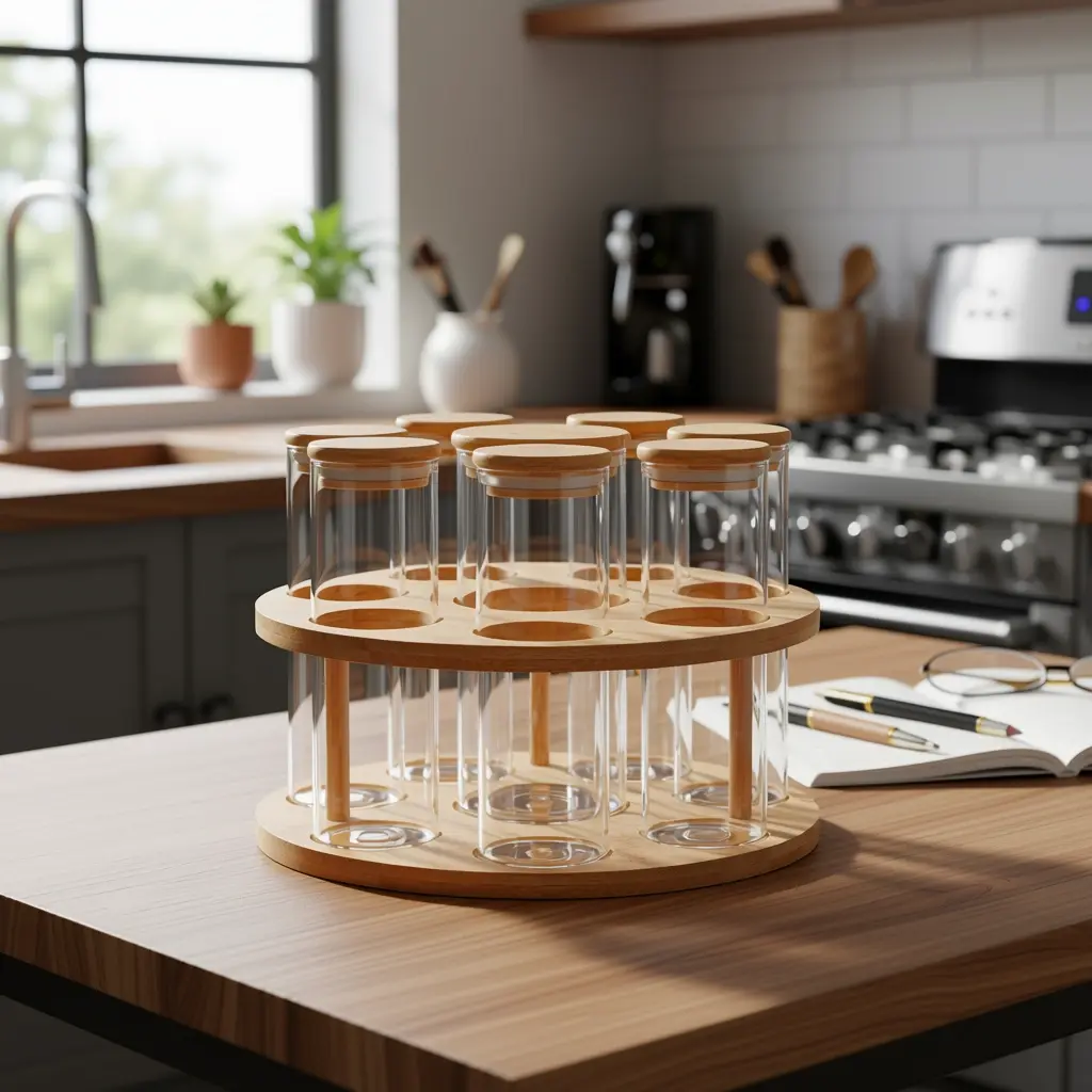 Rotating Set of 6 Glass Storage Spices Jar1