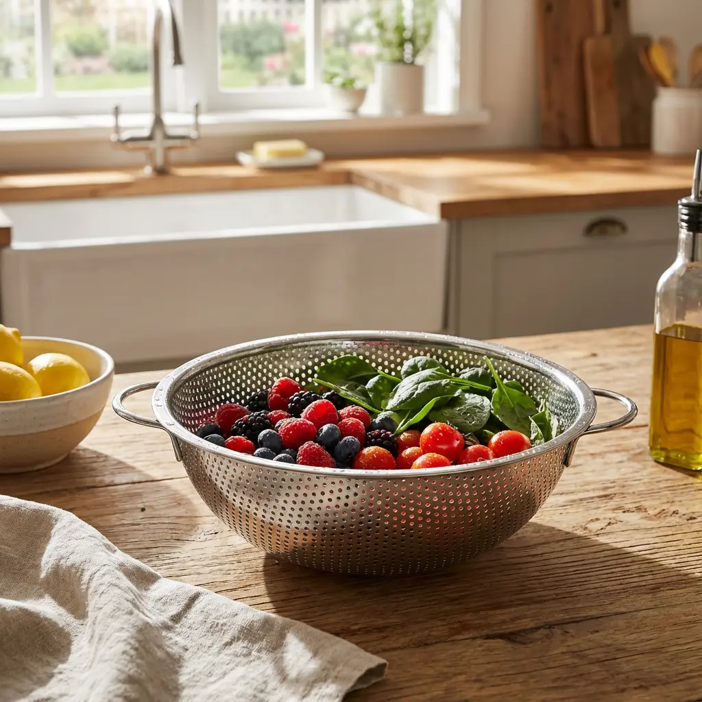 Stainless-Steel-25cm-Strainer-with-Dual-Side-Handles1 Stainless Steel 25cm Strainer with Dual Side Handles1