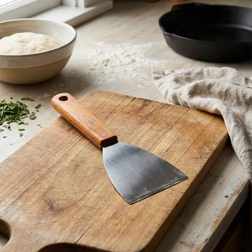 Stainless Steel Kitchen Scraper with Wooden Handle1