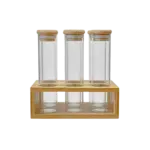 Tall Glass Jar Set of 6 with Wooden Base