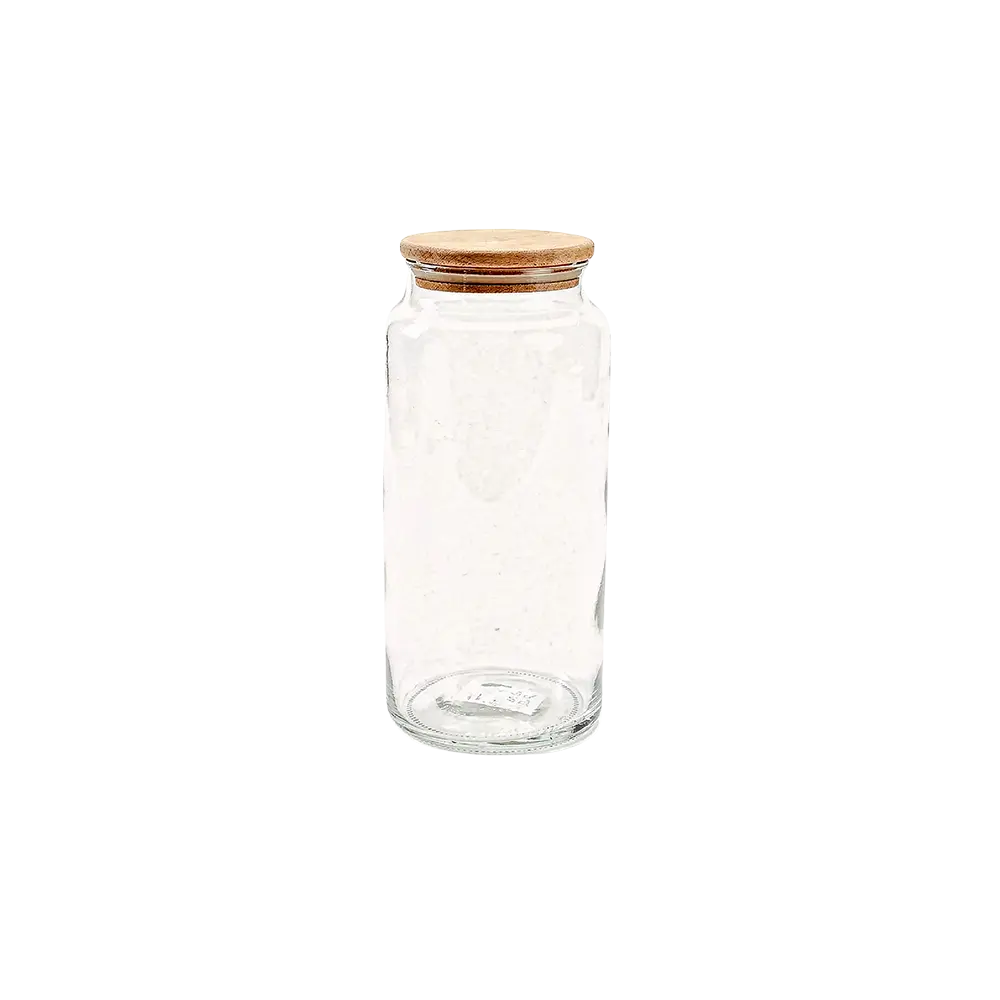 Tall Glass Storage Jar 1.3 L with Wooden Lid