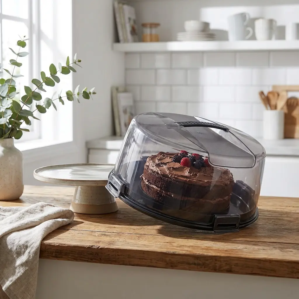 Tuffex Black Round Cake Carrier with Secure Locking Lid1