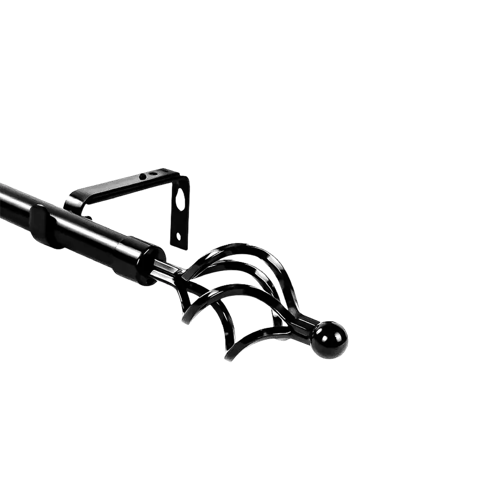 Urban-Balck-Adjustable-Curtain-3m-Rod-with-Decorative-Leaf-Finials Urban Balck Adjustable Curtain 3m Rod with Decorative Leaf Finials