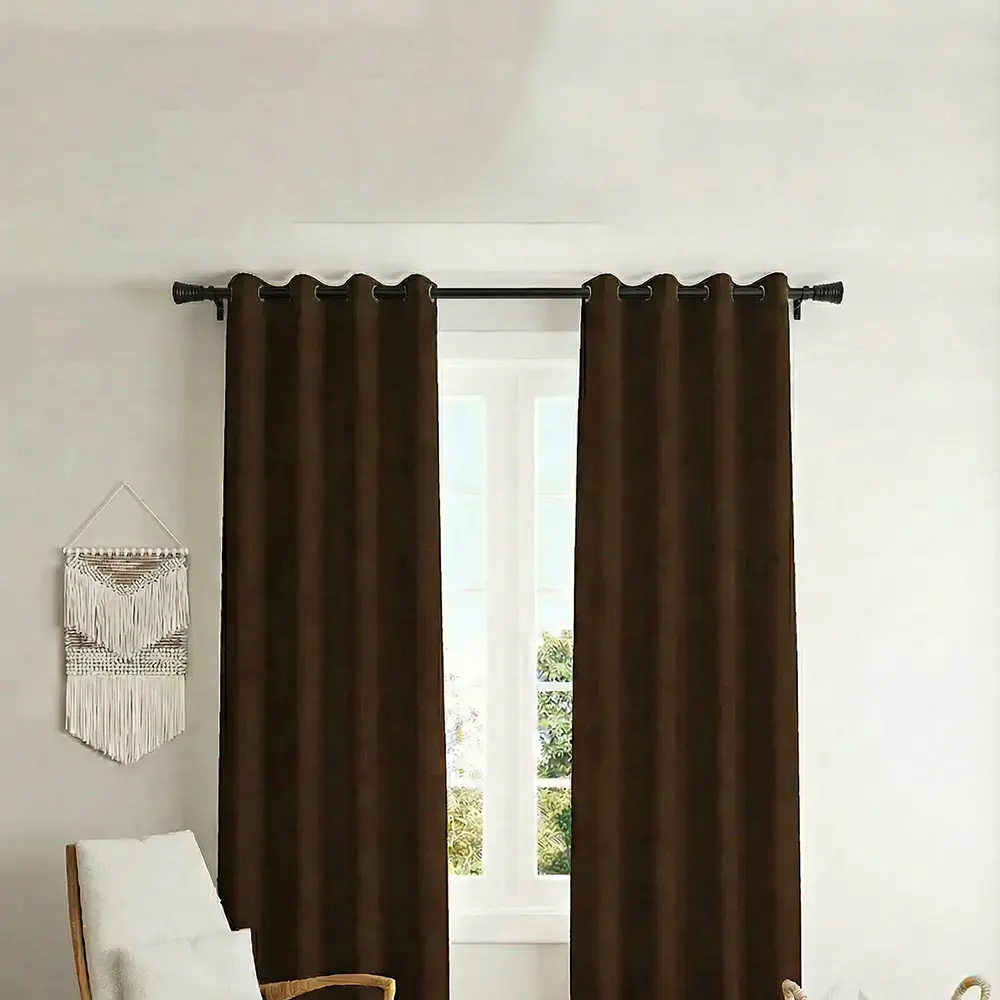 Urban Black Curtain 3m Rod with Grooved Cylinder Finial1