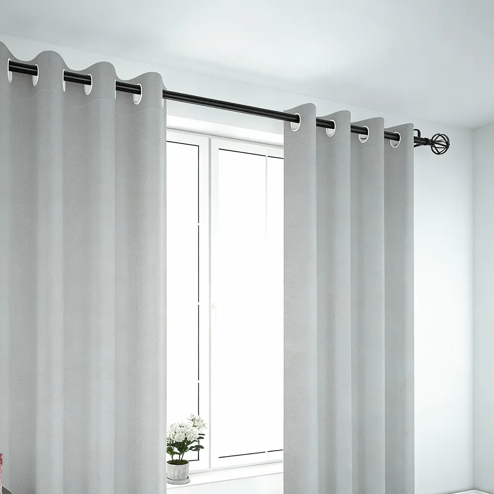 Urban Black Curtain 3m Rod with Modern Globe Finial1