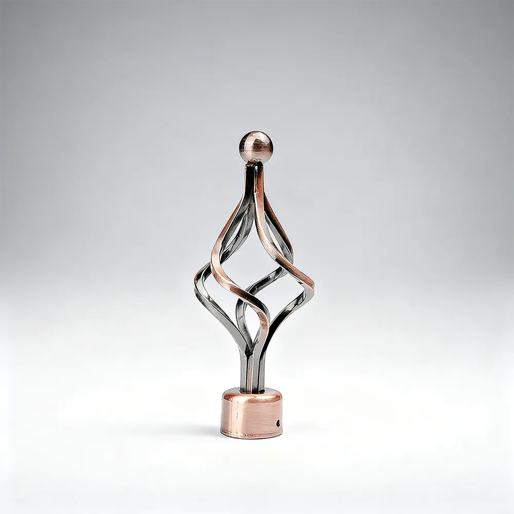 Urban Copper Adjustable Curtain 3m Rod with Decorative Leaf Finials2