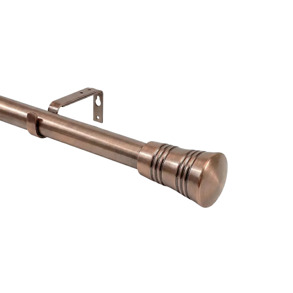 Urban Copper Curtain 3m Rod with Grooved Cylinder Finial