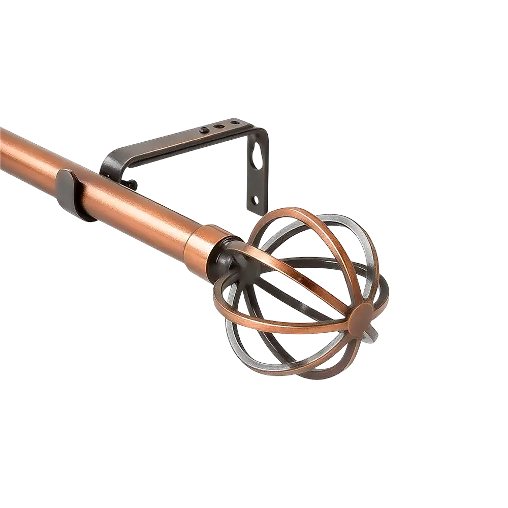 Urban Copper Curtain 3m Rod with Modern Globe Finial
