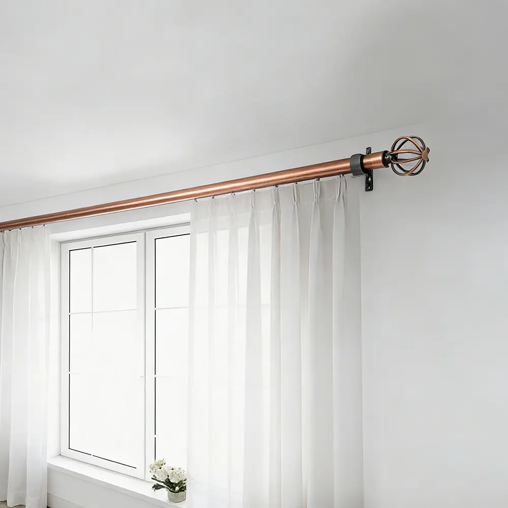 Urban Copper Curtain 3m Rod with Modern Globe Finial1