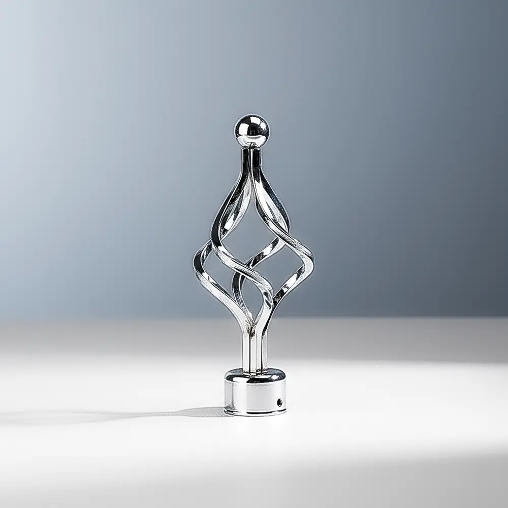 Urban Silver Adjustable Curtain 3m Rod with Decorative Leaf Finials2