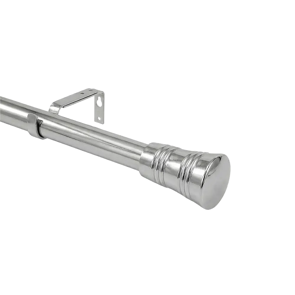 Urban Silver Curtain 3m Rod with Grooved Cylinder Finial