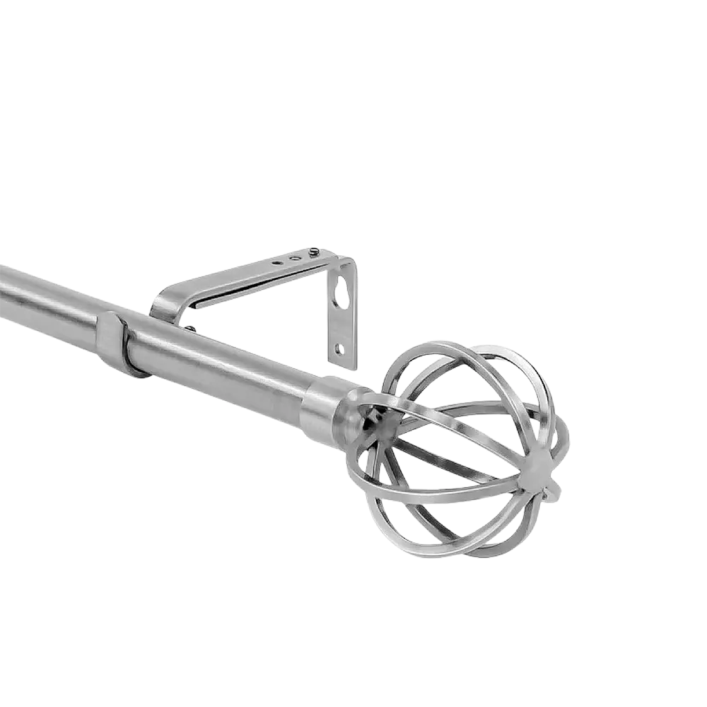 Urban Silver Curtain Rod 3m with Modern Globe Finial