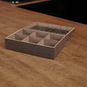Wooden Divided 6pcs Tea Brown Organizer Box1
