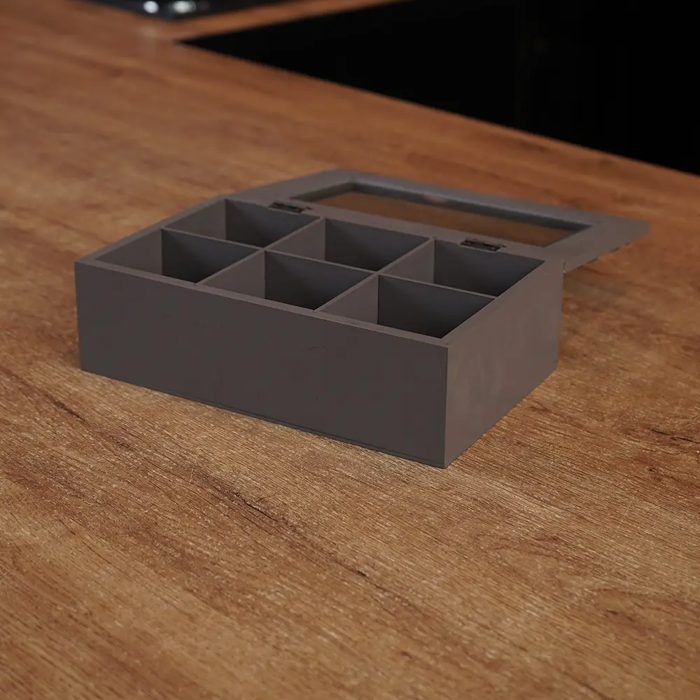 Wooden Divided 6pcs Tea Organizer Box1