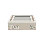 Wooden Divided 9pcs Tea Beige & White Organizer Box