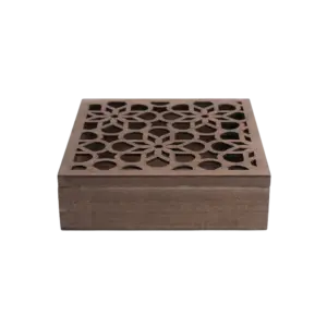 Wooden Divided 9pcs Tea Brown Organizer Box