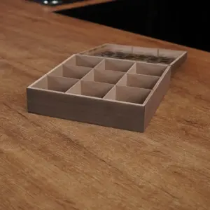 Wooden Divided 9pcs Tea Brown Organizer Box1