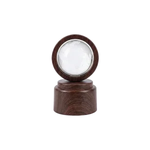 3D Crystal Globe Earth with Rotating Wooden Base