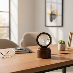 3D Crystal Globe Earth with Rotating Wooden Base1