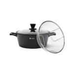 ALMA Aluminum Cooking Pot 28 cm with Glass Lid & Frying Basket