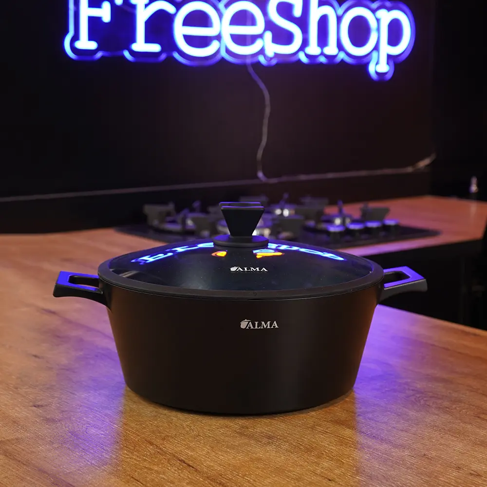 ALMA Premium 32 cm Aluminum Cooking Pot with Glass Lid1