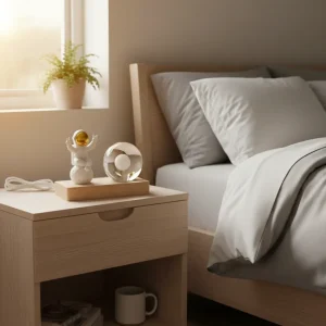 Astronaut & Crystal Sphere LED Night Lamp with Wooden Base1