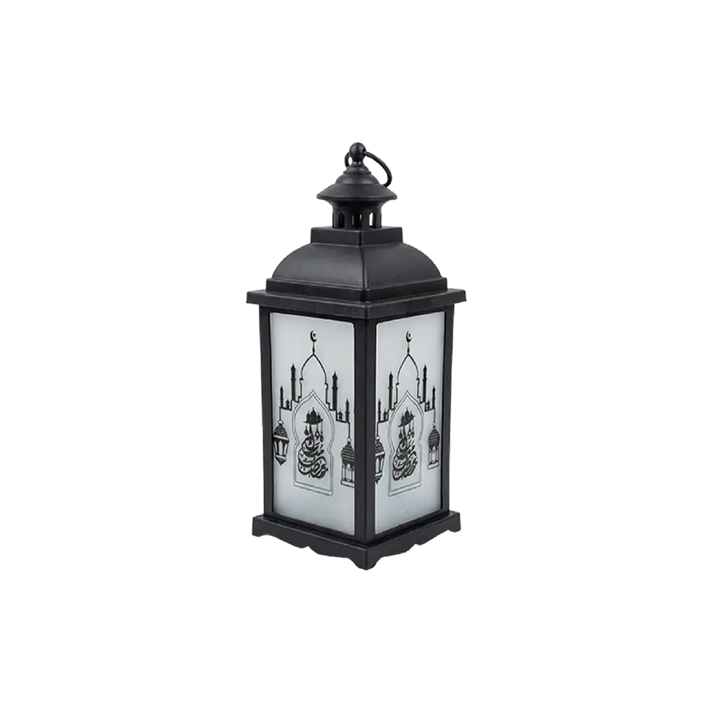 Black 33cm Mosque Pattern Decorative Lantern With Lamp