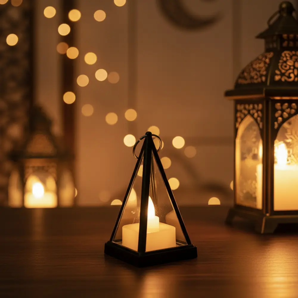 Black Pyramid Decorative 8cm Lantern Light1