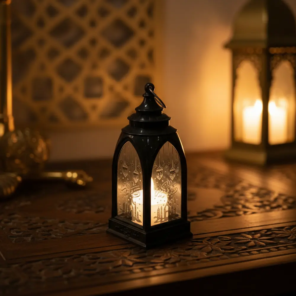 Black Ramadan Kareem Fanous Candle Lantern1