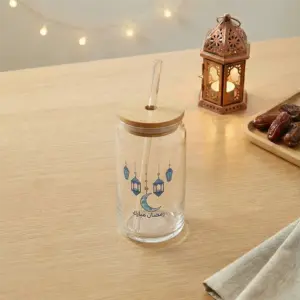 Blue Crescent & Lantern Glass 500ml Transparent Mug1