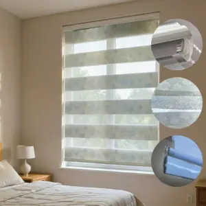 Blue and Silver 100x220cm Roll Up Curtain2