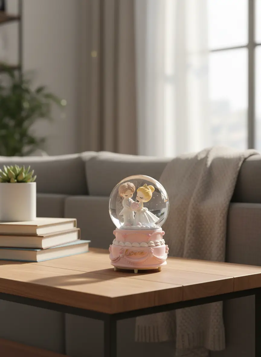 Bride & Groom Snow Globe Night Light1
