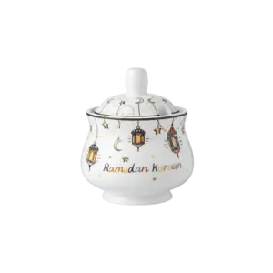 Colored Ramadan Kareem Ceramic Sugar Bowl with Lid