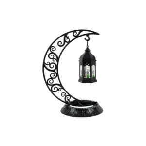 Crescent Moon Hanging Lantern Stand Ramadan Kareem with Lamp