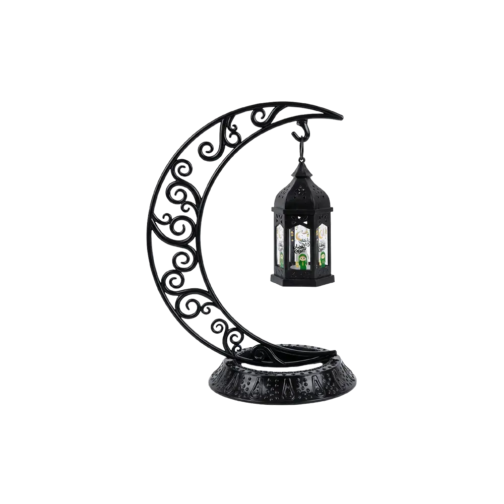Crescent Moon Hanging Lantern Stand Ramadan Kareem with Lamp