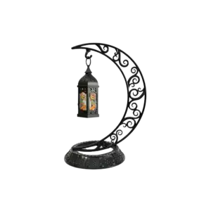 Crescent Moon Hanging Lantern Stand Ramadan with Lamp