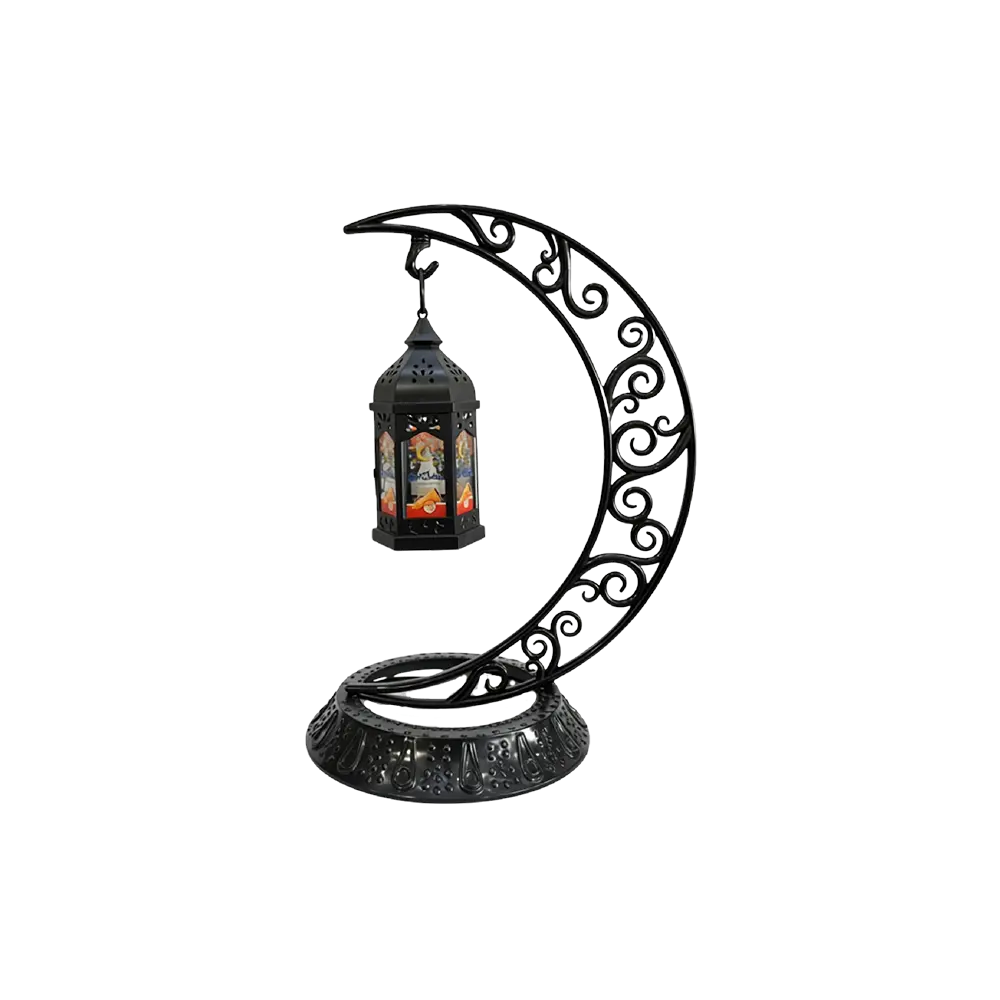 Crescent-Moon-Hanging-Lantern-Stand-with-Lamp Crescent Moon Hanging Lantern Stand with Lamp