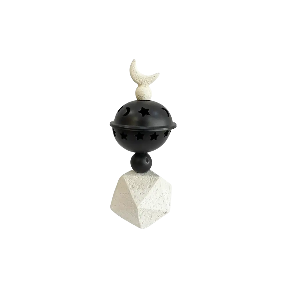 Crescent Moon Iron & Gypsum Incense Burner