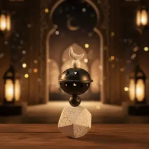 Crescent Moon Iron & Gypsum Incense Burner1