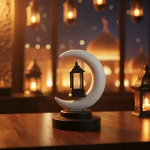 Crescent Moon Lantern Decor with Hanging Lamp1