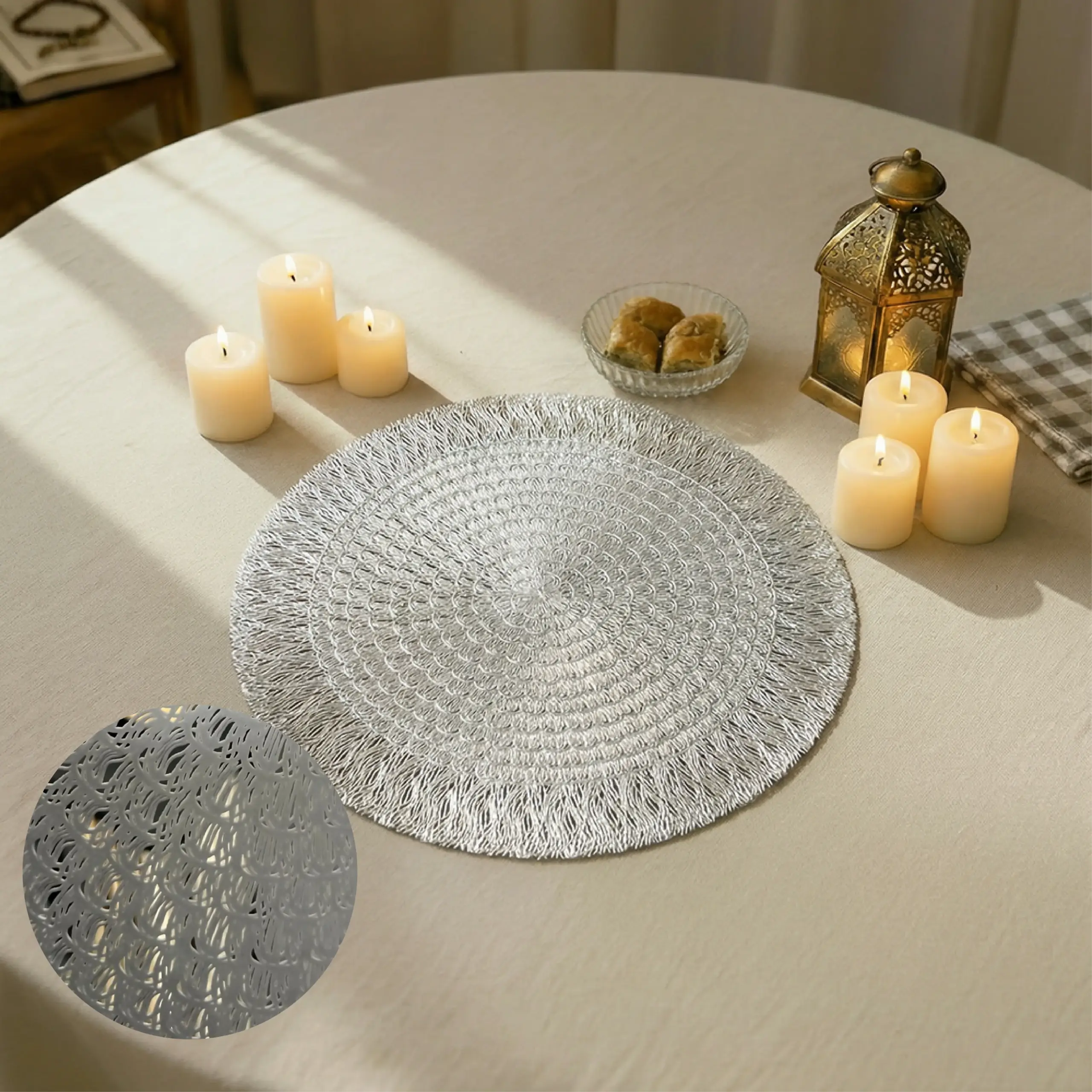 Fringe Border Design 38cm Silver Trivet2