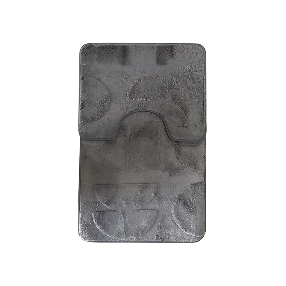 Geometric Contour Gray Toilet Bath Mat