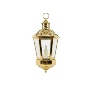 Gold 33cm Hanging Ramadan Lantern with LED Candle