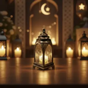 Gold & Black Ramadan Kareem Fanous Candle Lantern1