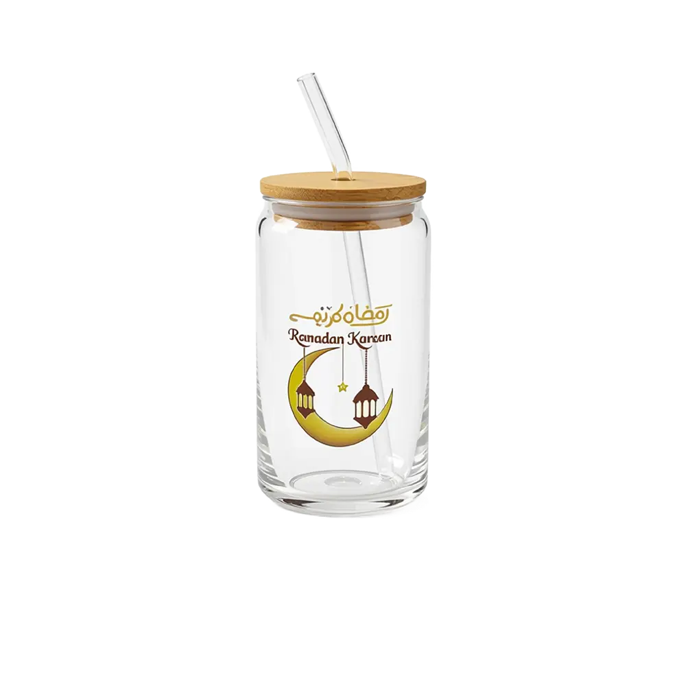 Gold Crescent & Lantern Glass 500ml Transparent Mug
