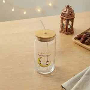 Gold Crescent & Lantern Glass 500ml Transparent Mug1