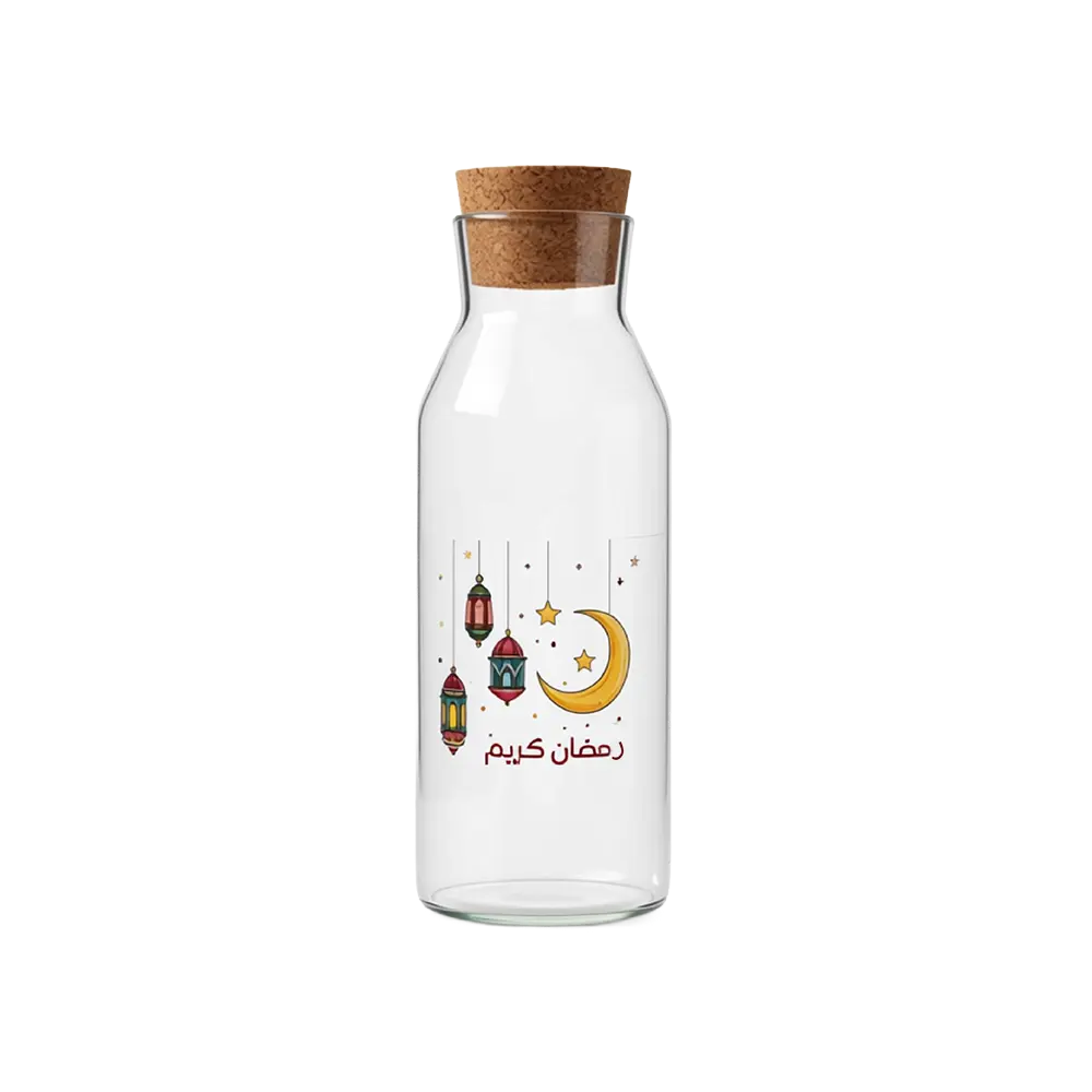 Gold-Crescent-&-Star-Glass-1L-Transparent-Bottle-with-Cork-Lid Gold Crescent & Star Glass 1L Transparent Bottle with Cork Lid