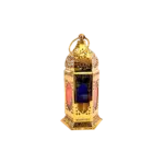 Gold Lantern with Multicolor Glass Insets