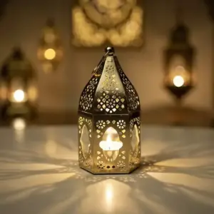 Gold Moroccan Metal Lantern1